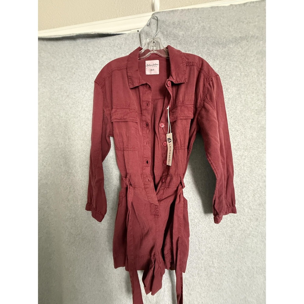 Chelsea DeBoer By Lily & Lottie Romper Womens XS/S Red Utility Button‎ Front